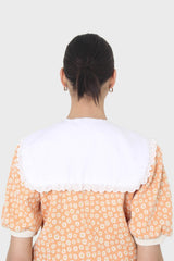 White eyelet trim detachable collar