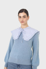 Blue and white striped detachable collar