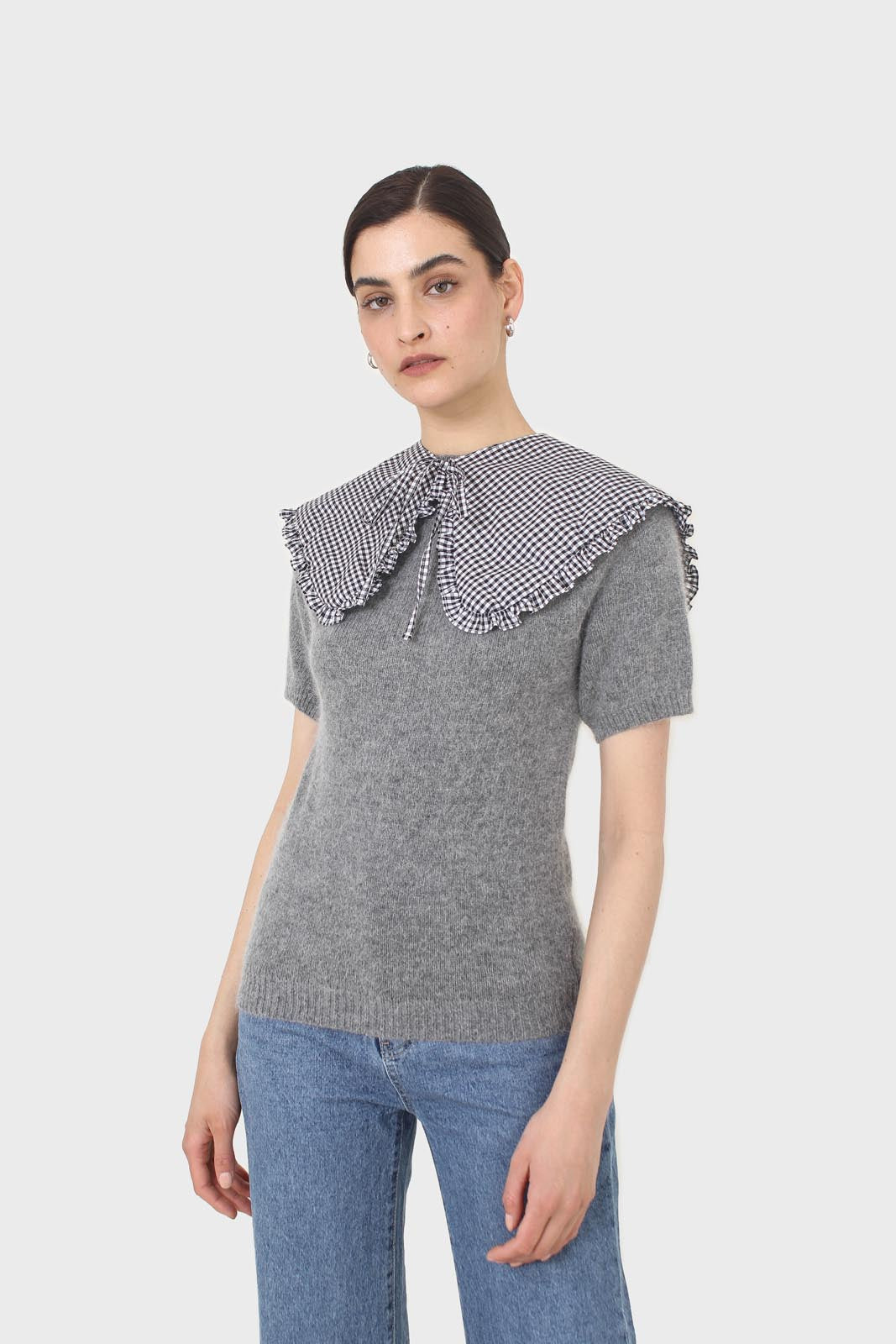 Black and white gingham detachable collar