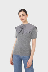 Black and white gingham detachable collar