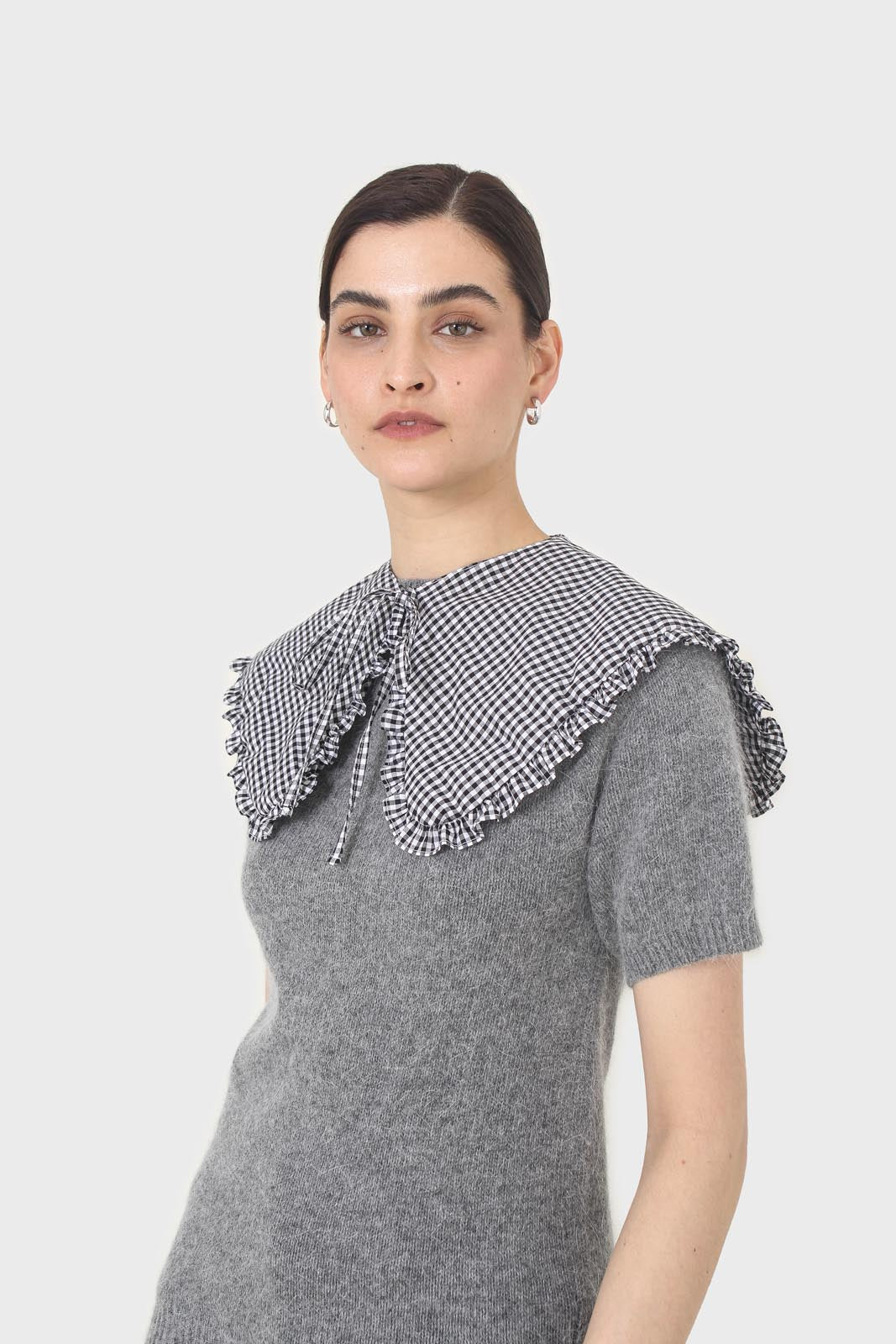 Black and white gingham detachable collar