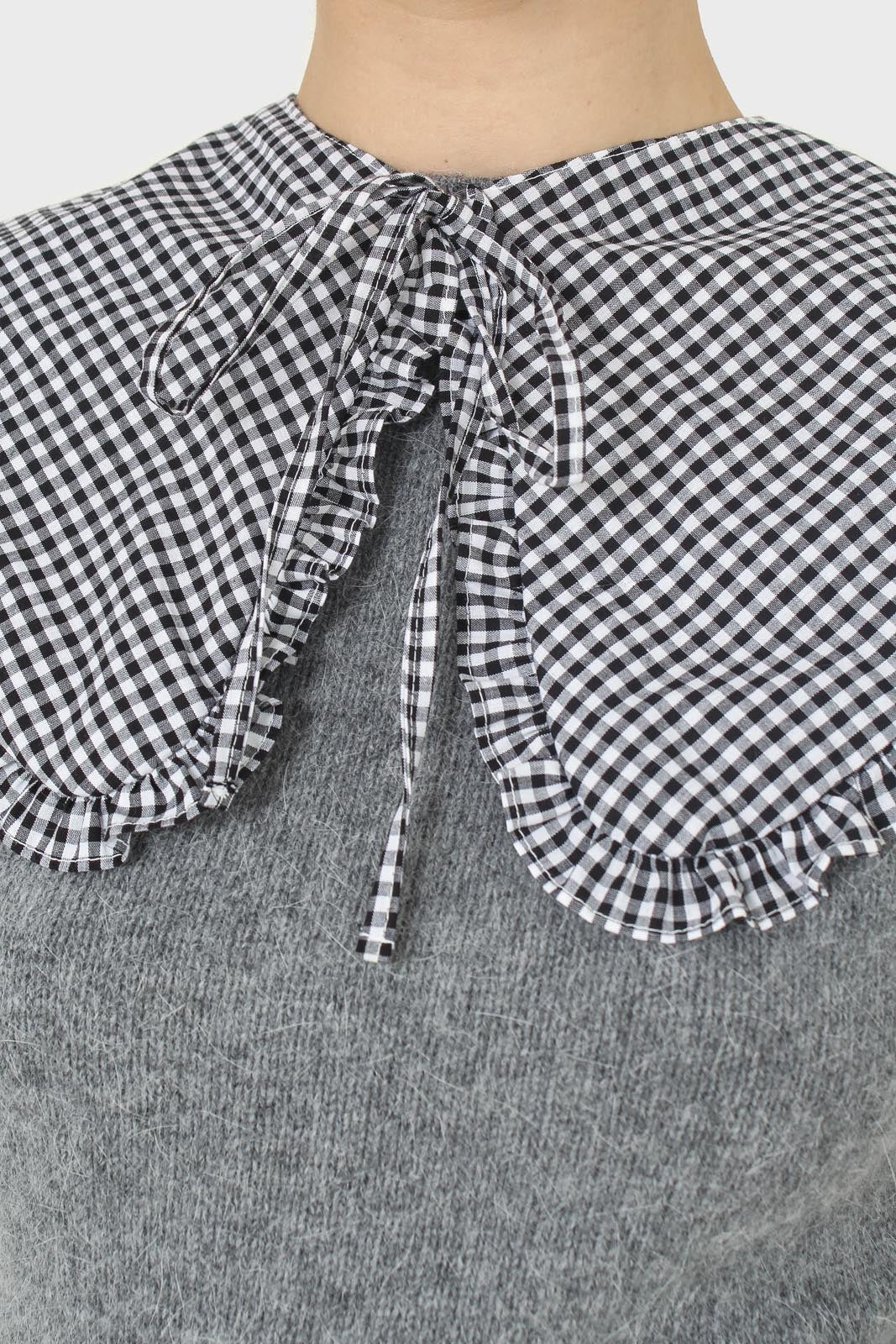 Black and white gingham detachable collar