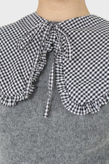 Black and white gingham detachable collar