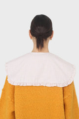 Beige and white gingham detachable collar