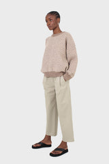 Brown and ivory herringbone jumper