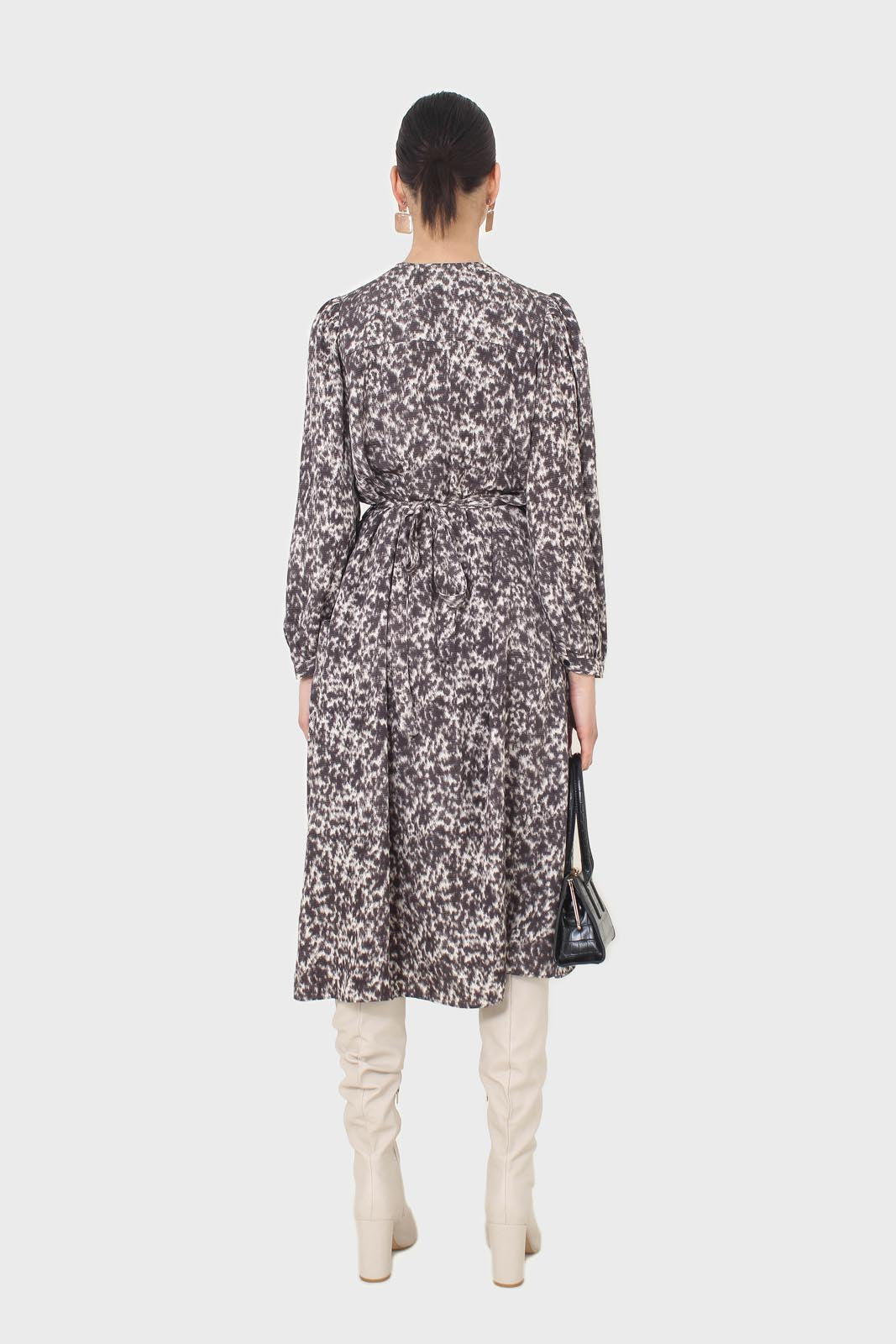 Grey and ivory dapple print maxi dress