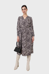 Grey and ivory dapple print maxi dress