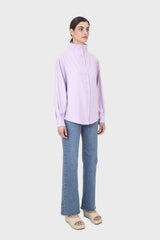 Lilac mock neck collar shirt