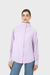 Lilac mock neck collar shirt