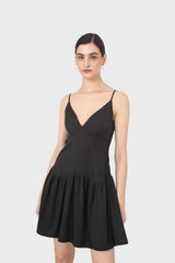 Black spaghetti strap tie back mini dress