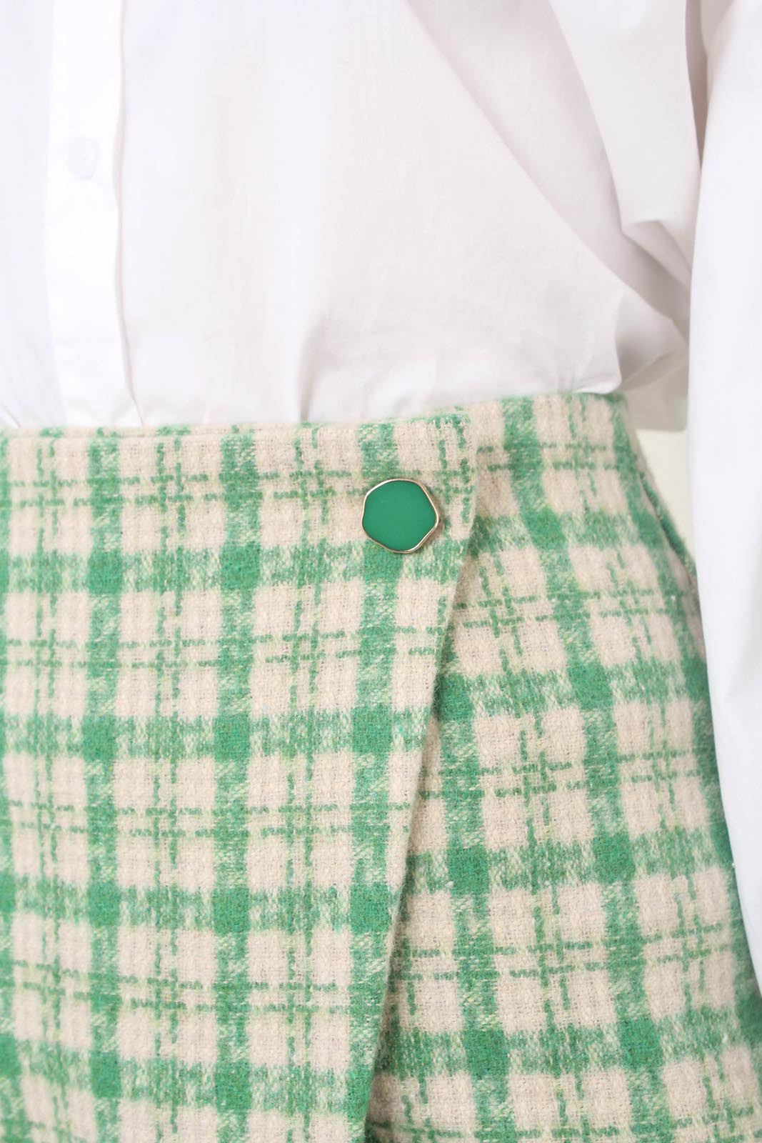 Green checked mini skirt