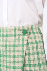 Green checked mini skirt
