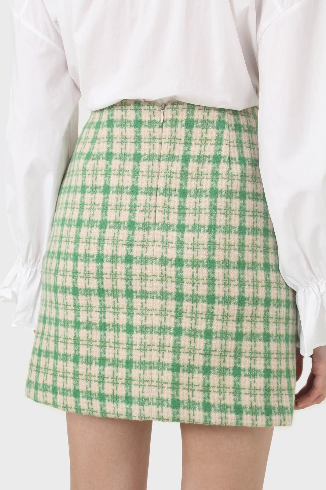 Green checked mini skirt