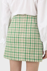 Green checked mini skirt