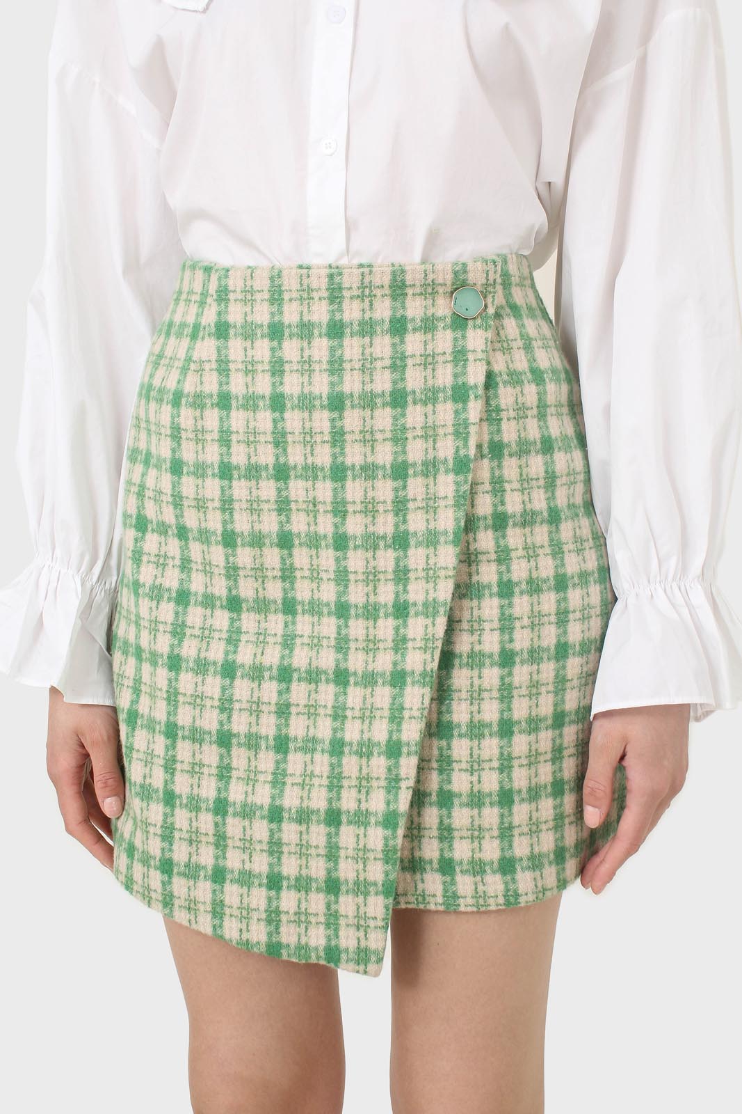 Green checked mini skirt