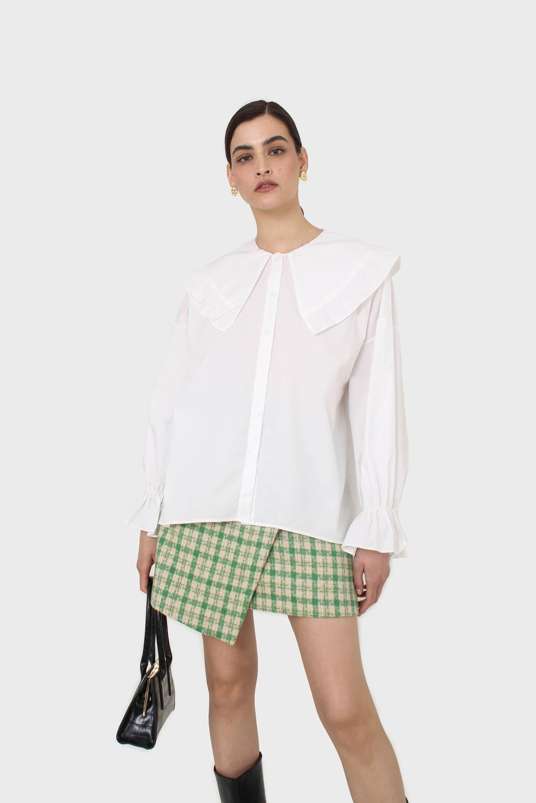 White large collar blouse