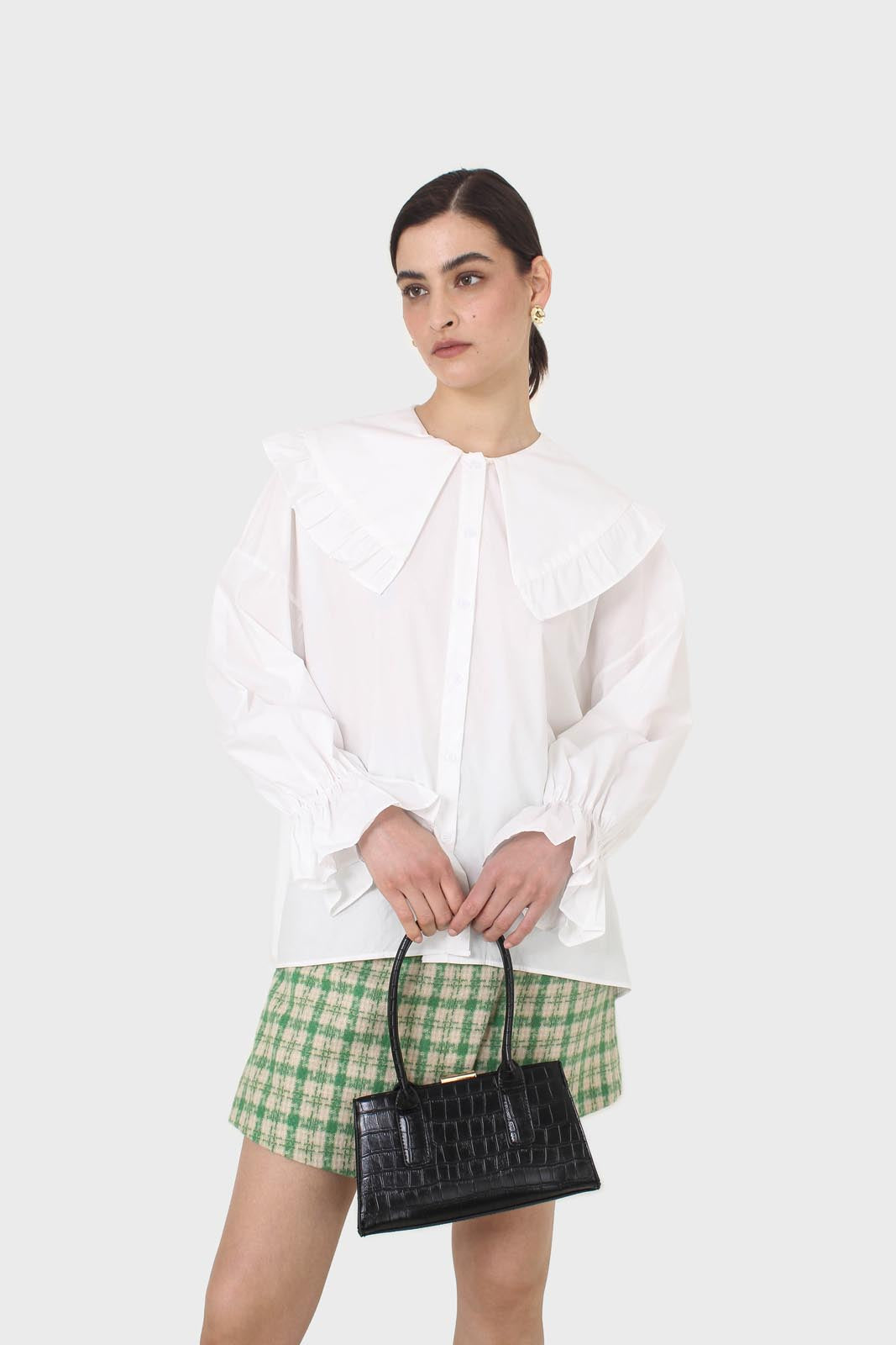 White large collar blouse