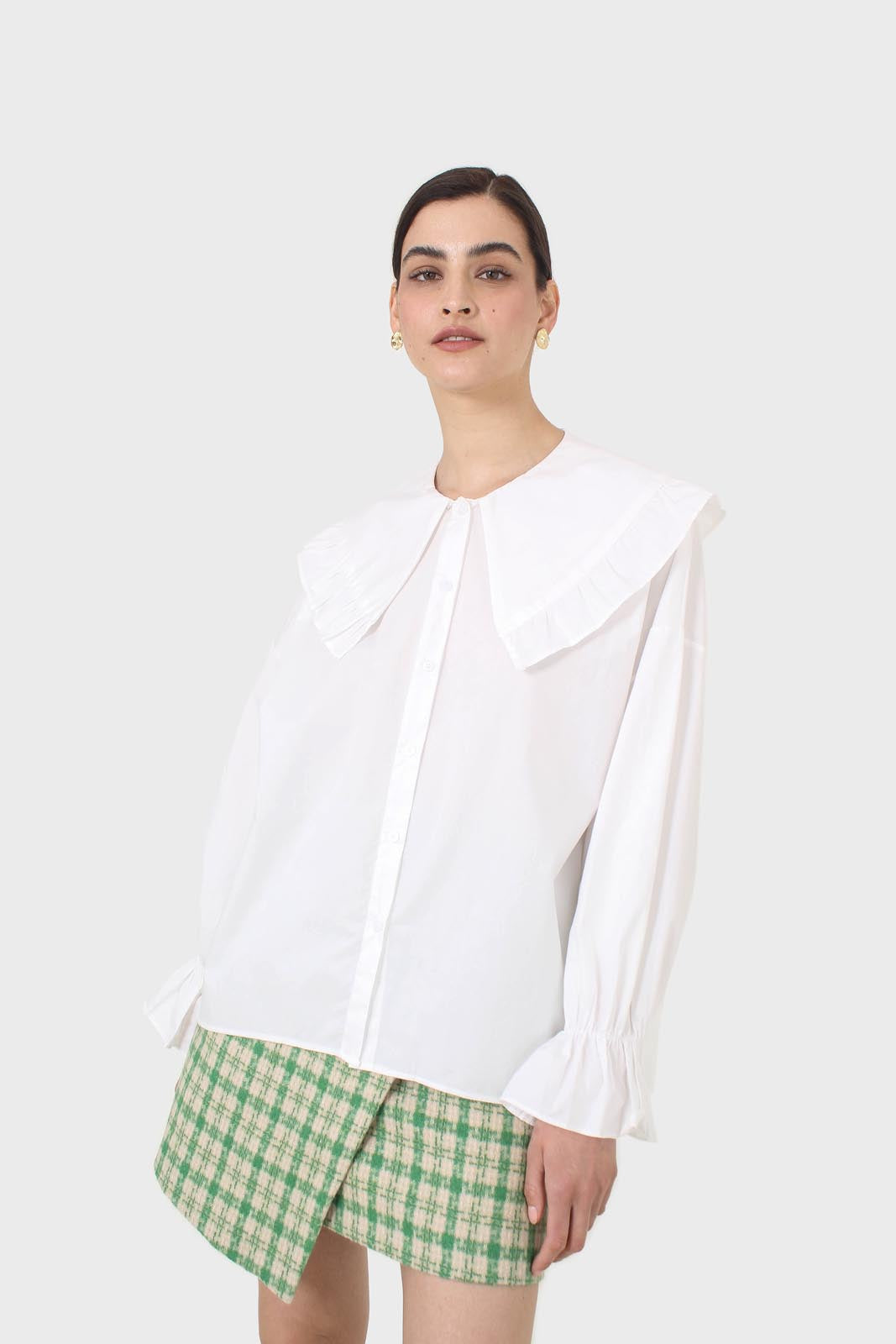 White large collar blouse