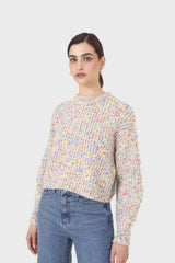 Ivory rainbow fleck cropped jumper