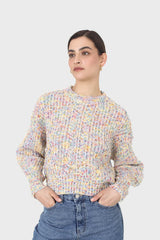 Ivory rainbow fleck cropped jumper