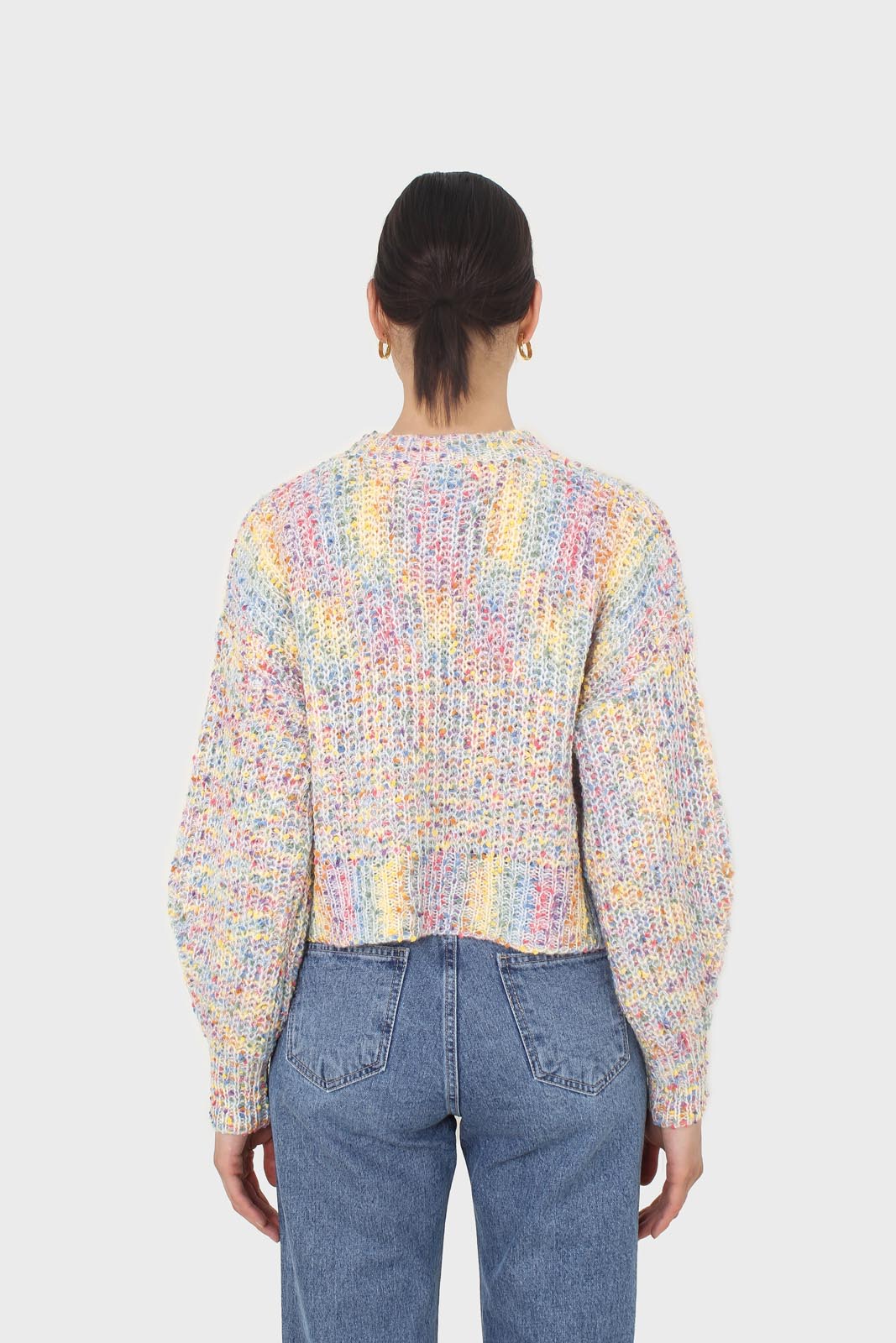 Ivory rainbow fleck cropped jumper