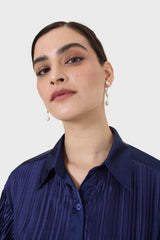 Navy micro pleat top