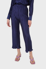 Navy micro pleat trousers