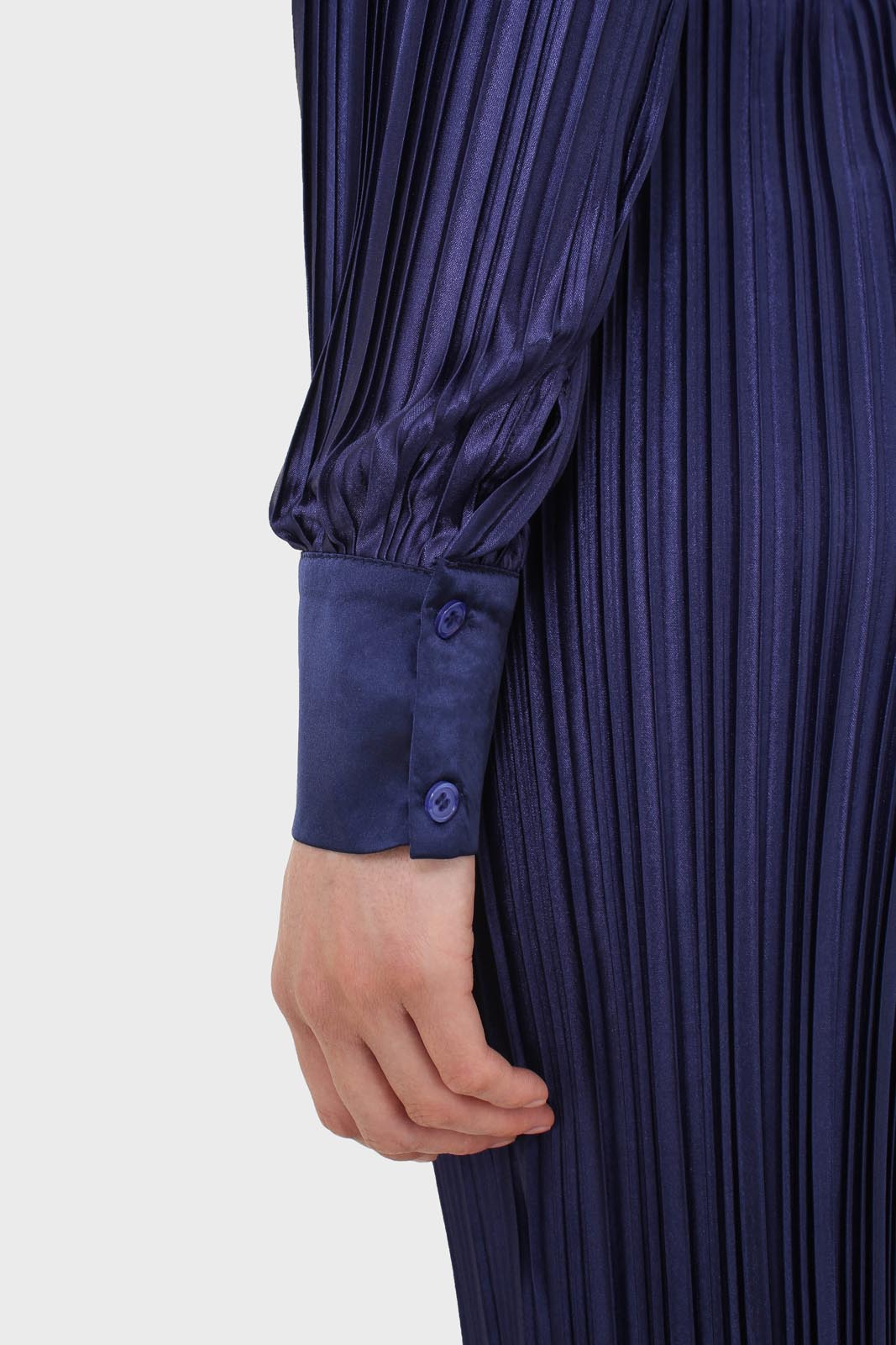 Navy micro pleat trousers