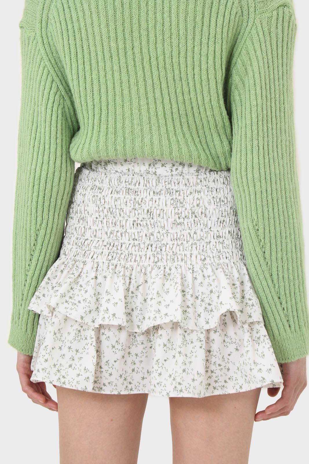 Ivory floral high rise tiered mini skirt