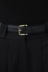 Black silky pleated shorts