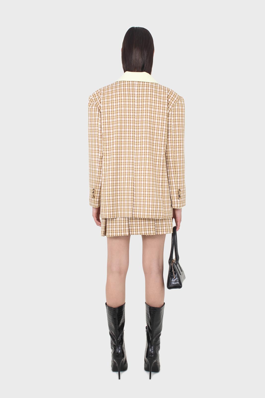 Yellow and camel checked blazer