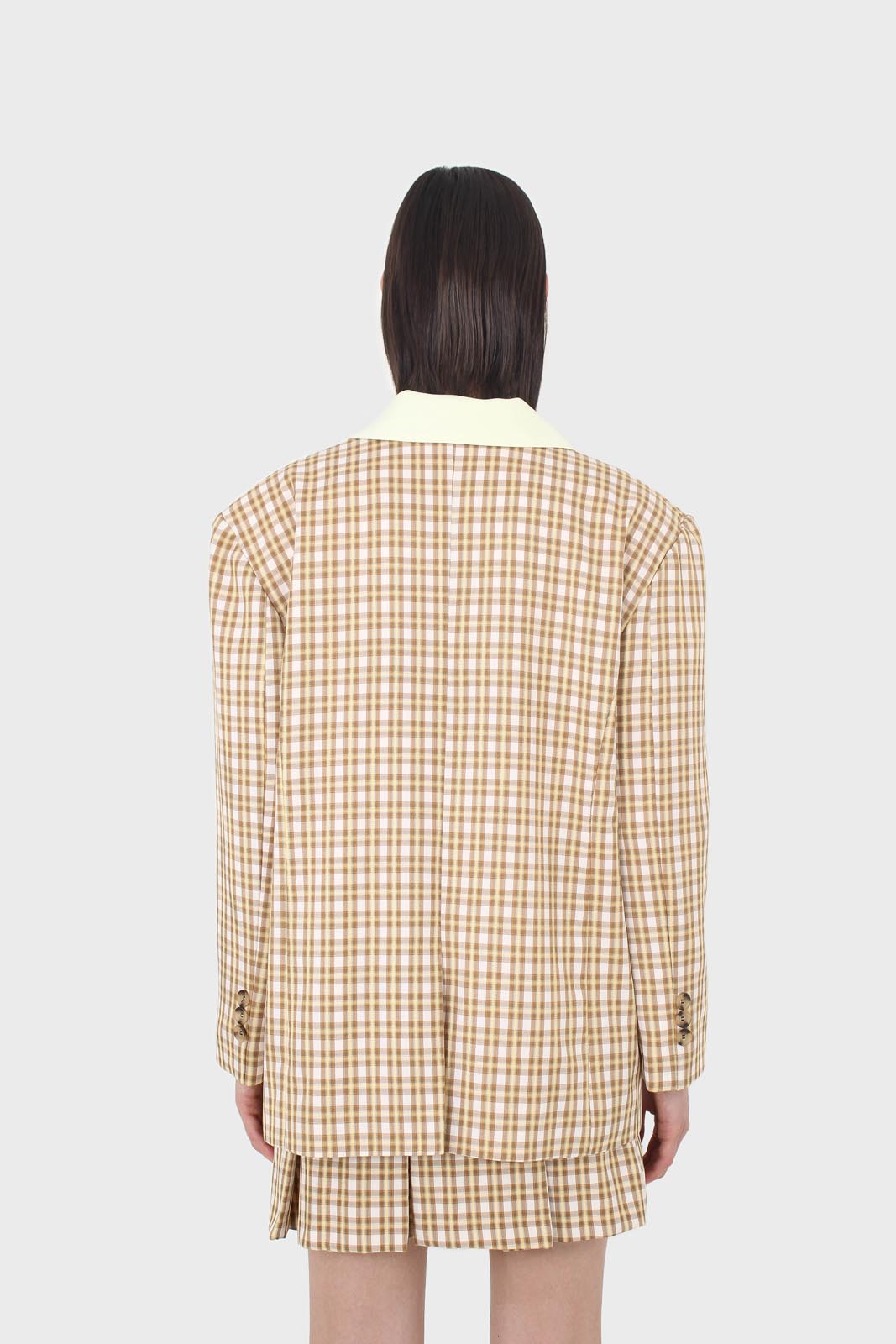 Yellow and camel checked blazer
