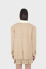 Yellow and camel checked blazer