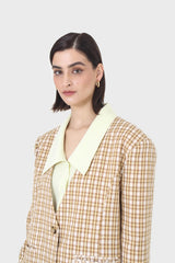 Yellow and camel checked blazer