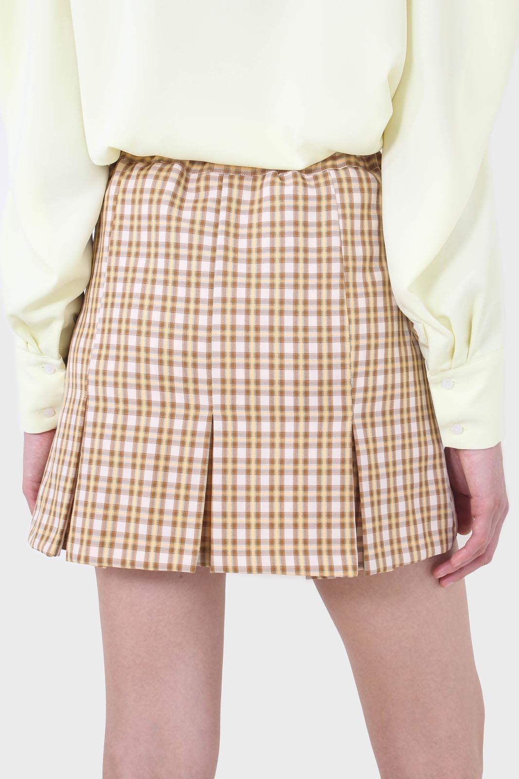 Yellow and camel checked skirt