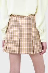 Yellow and camel checked skirt