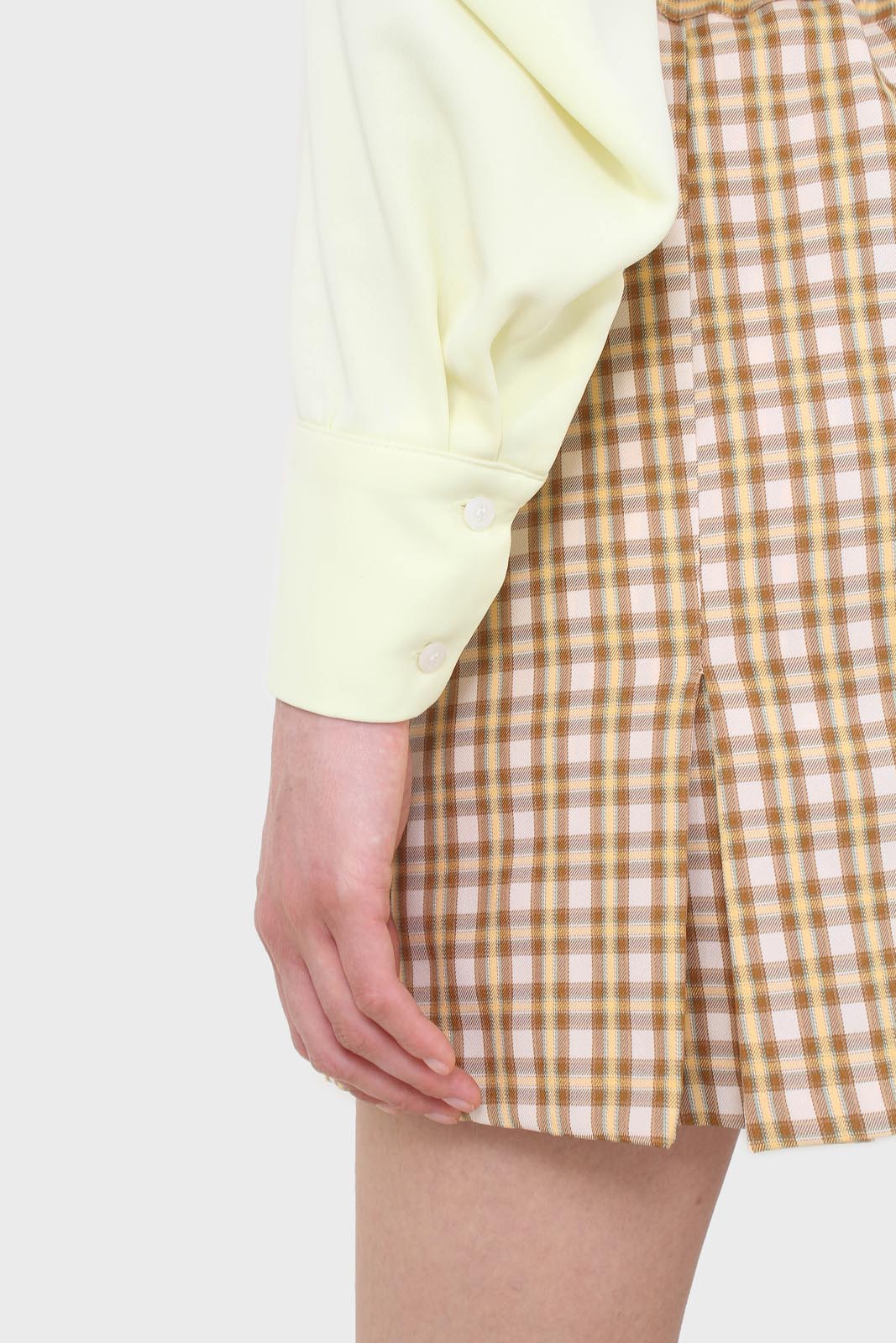 Yellow and camel checked skirt
