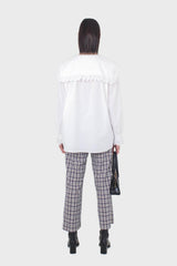 Purple plaid wide leg trousers