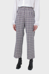 Purple plaid wide leg trousers
