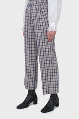 Purple plaid wide leg trousers