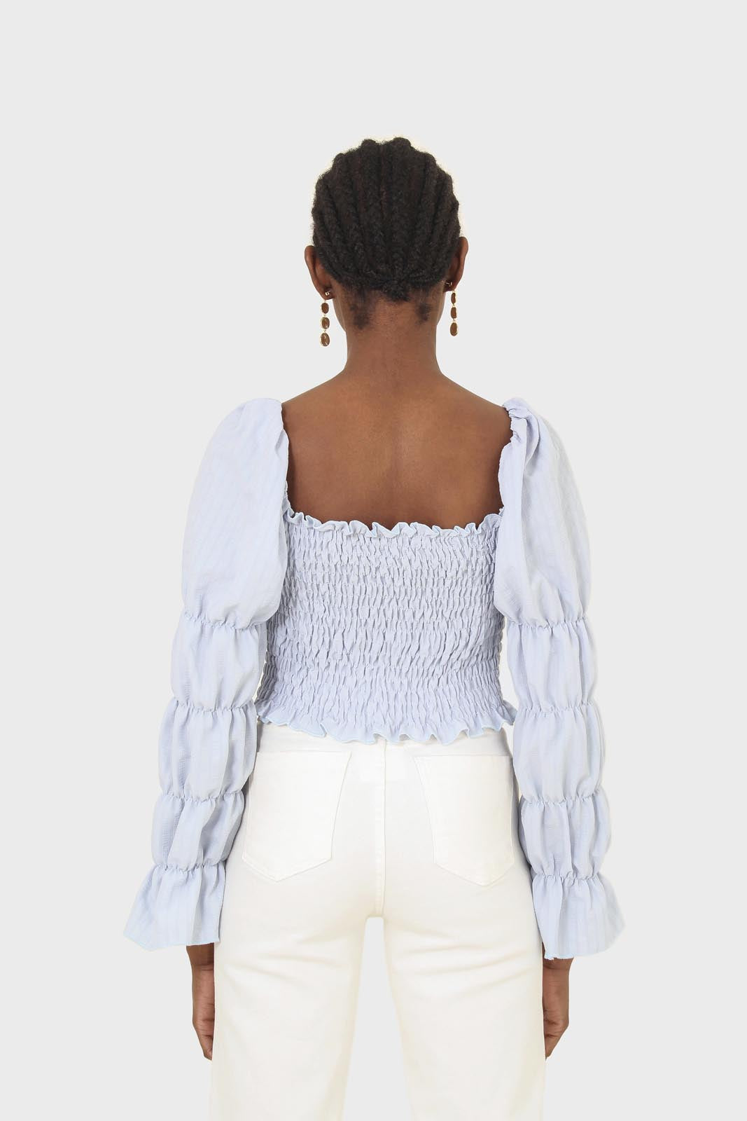 Blue button front detail bustier top