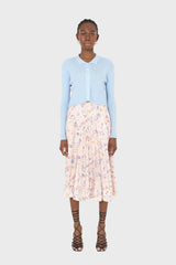 Pink floral print pleated skirt