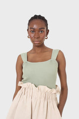 Sage green thick strap knit tank