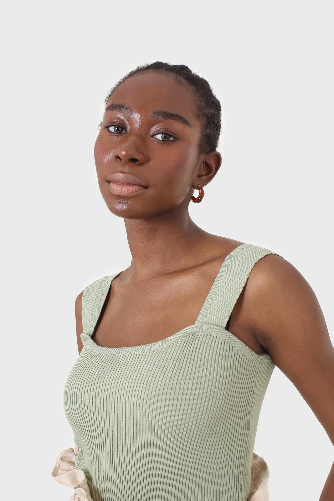 Sage green thick strap knit tank