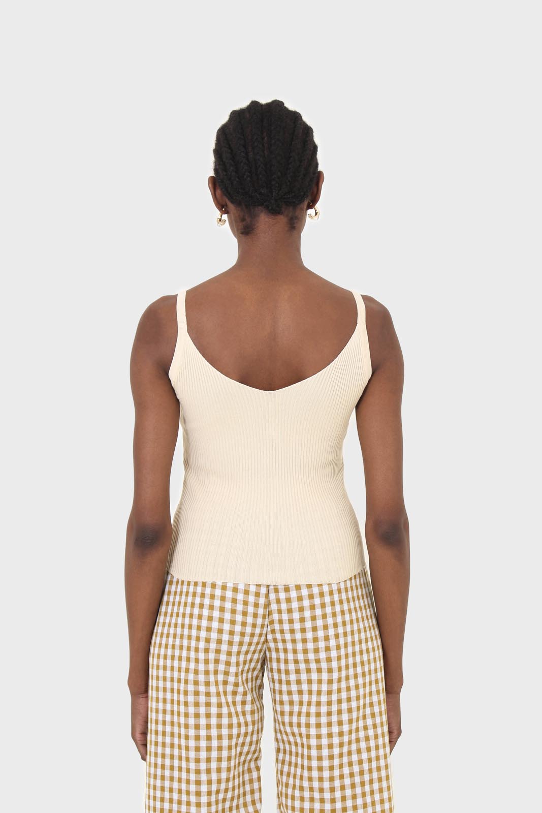 Beige v-neck knit tank