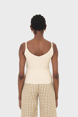 Beige v-neck knit tank