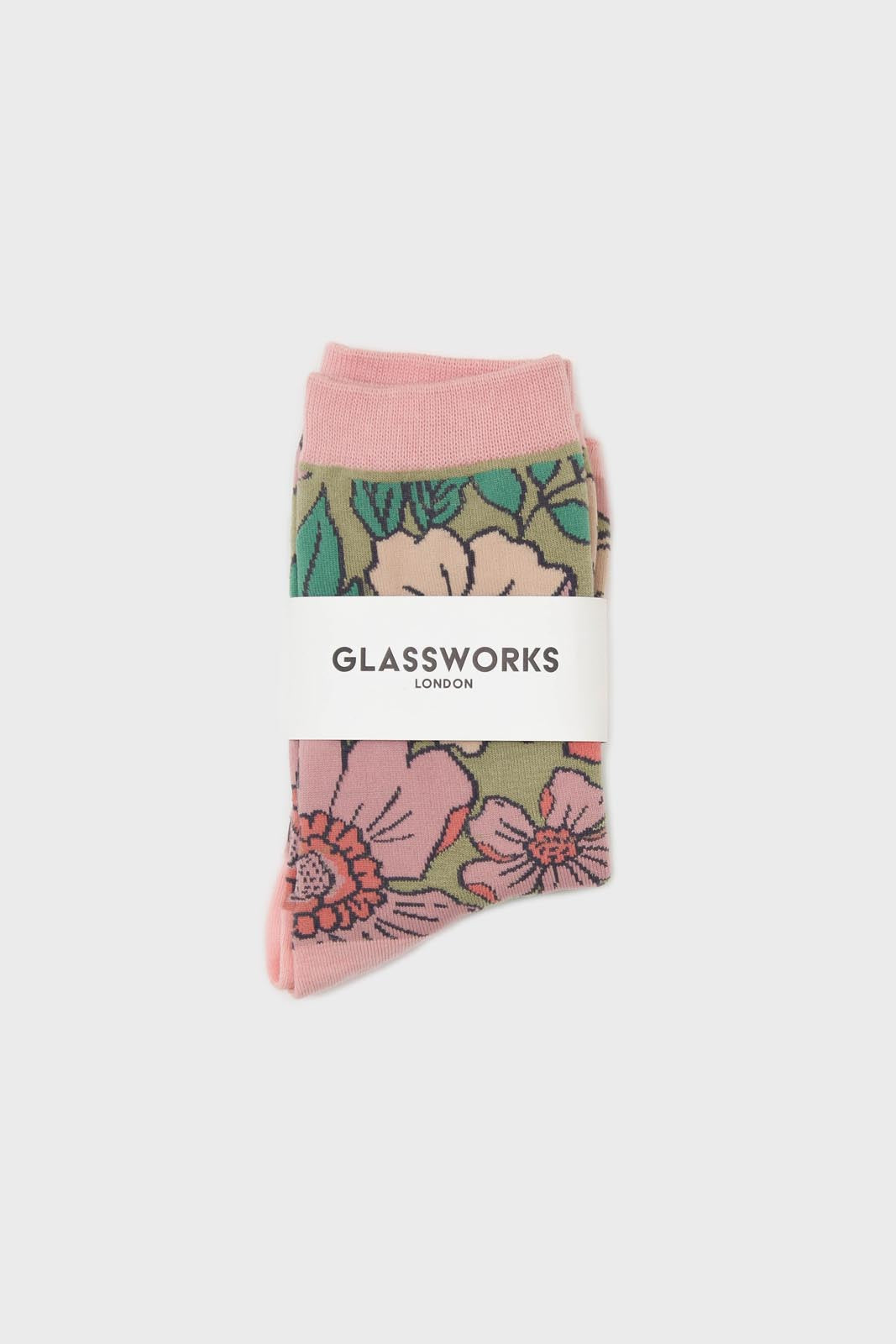 Pink and beige giant floral socks