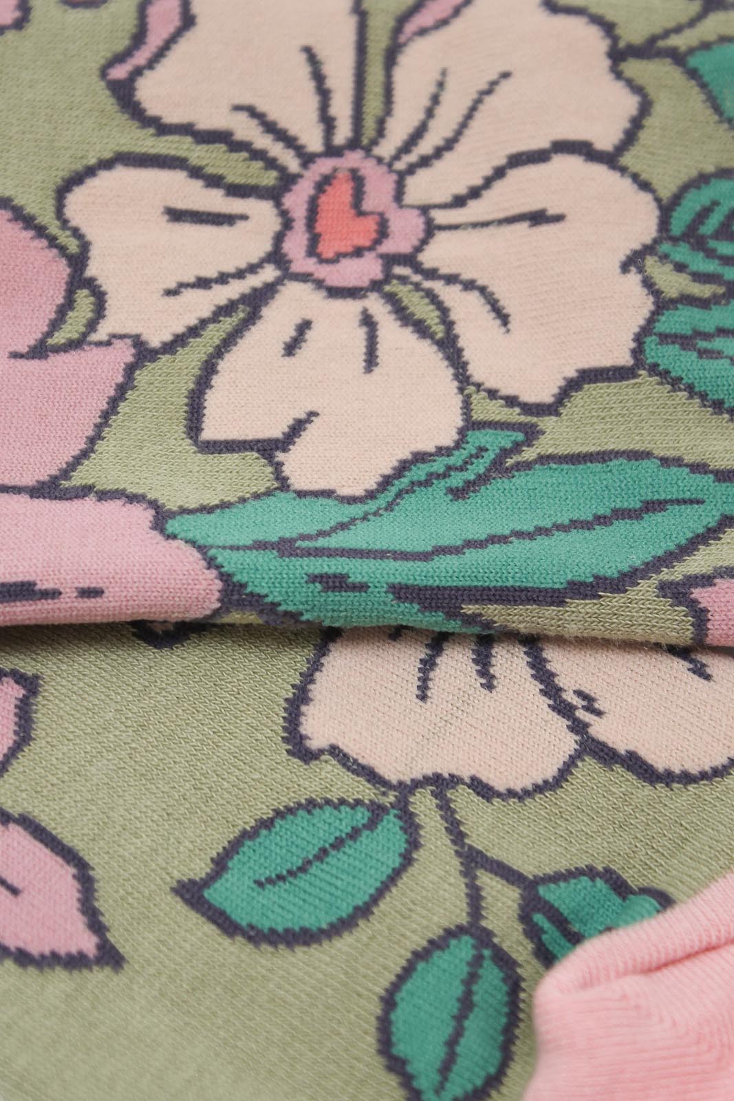 Pink and beige giant floral socks