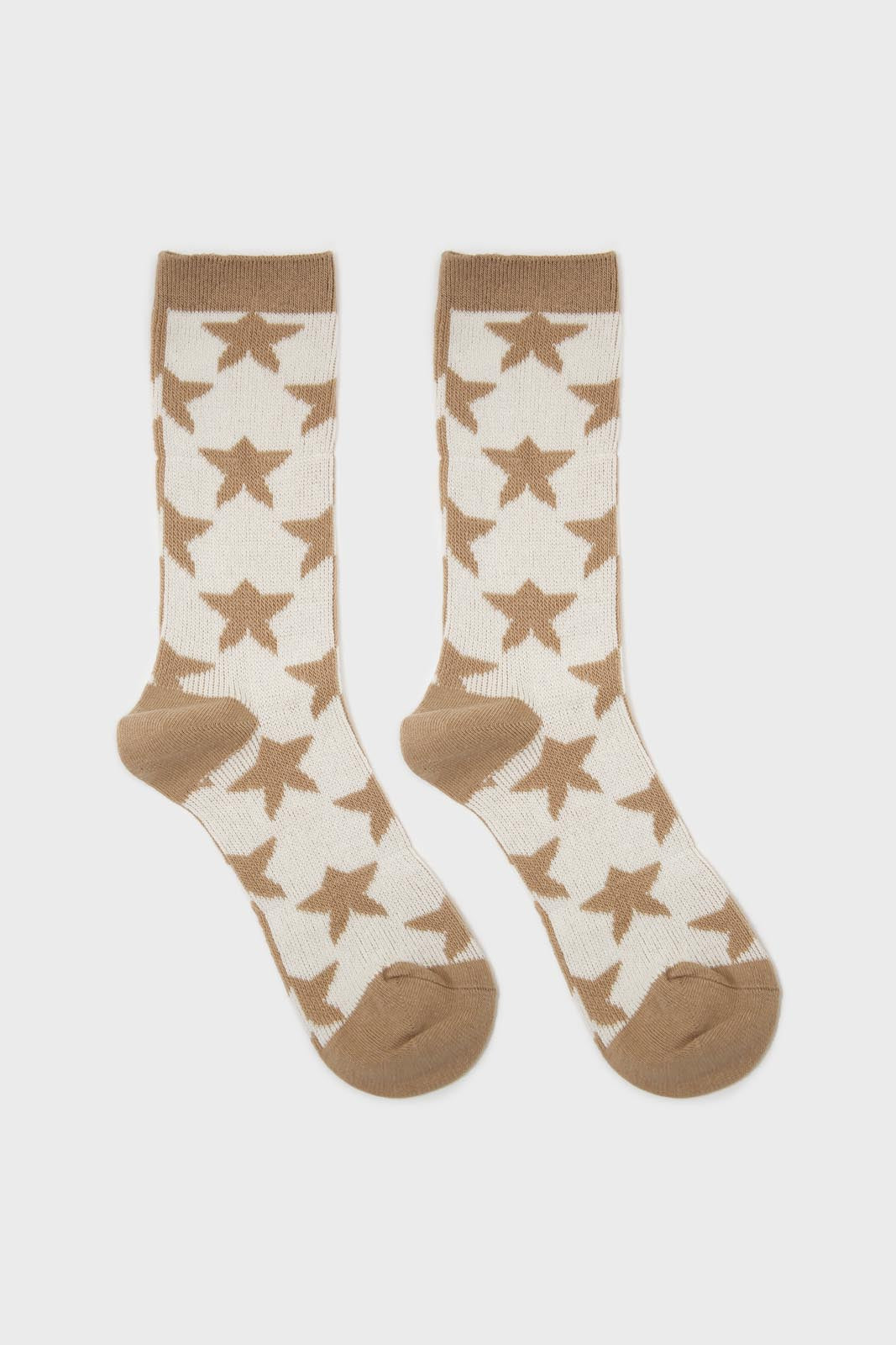 Beige contrast stars socks