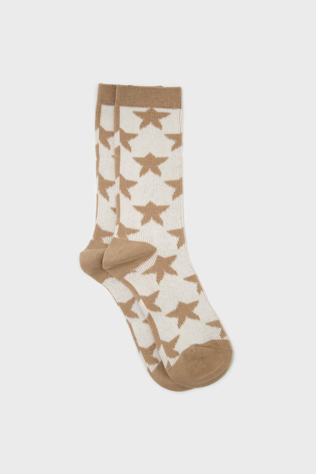 Beige contrast stars socks